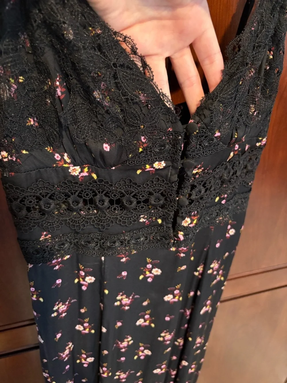 Free People Black Floral Lace Maxi Slip Dress - Picture 3 of 9